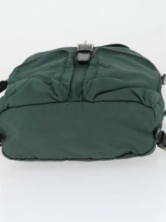 PRADA Backpack Nylon Green Silver Auth 166306 main image 12